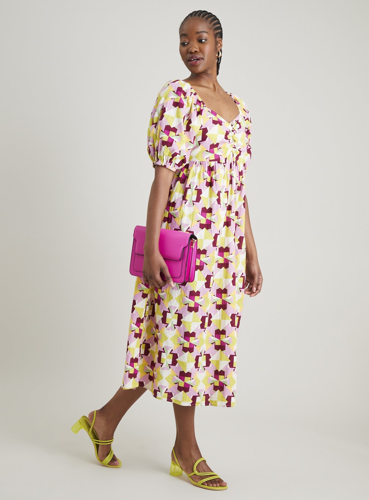 Worthington Teal Black Geo Print Dress